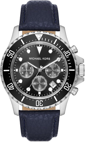 Buy Shop Michael Kors Everest Chronograph Black Dial Blue Leather Strap Watch For Men - MK9091 USA Online