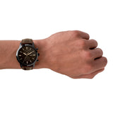 Fossil Townsman Chronograph Black Dial Brown Leather Strap Watch for Men - FS5437