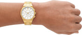 Michael Kors Lennox Chronograph White Dial Gold Steel Strap Watch For Men - MK9120