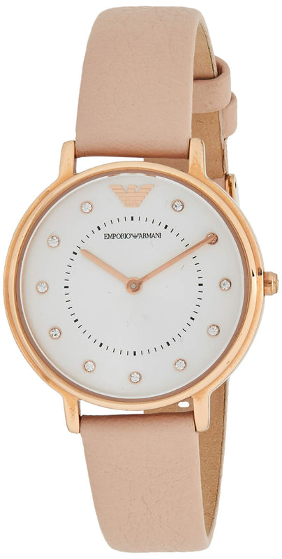 Buy Shop Emporio Armani Kappa Rose Gold & White Dial Beige Nude Leather Strap Watch For Women - AR2510 USA Online
