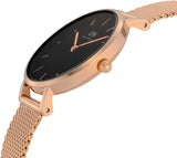 Buy Shop Daniel Wellington Classic Petite Melrose Black Dial Rose Gold Mesh Bracelet Watch For Women - DW00100217 USA Online