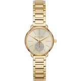 Buy Shop Michael Kors Portia Quartz Gold Dial Gold Steel Strap Watch For Women - MK3838 USA Online