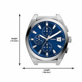 Buy Shop Fossil Everett Chronograph Blue Dial Silver Steel Strap Watch for Men - FS5795 USA Online