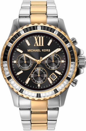 Buy Shop Michael Kors Everest Chronograph Black Dial Two Tone Steel Strap Watch For Women - MK7209 USA Online