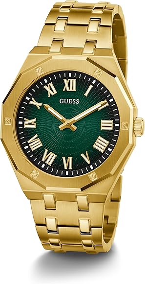 Buy Shop Guess Asset Quartz Green Dial Gold Steel Strap Watch For Men - GW0575G2 USA Online