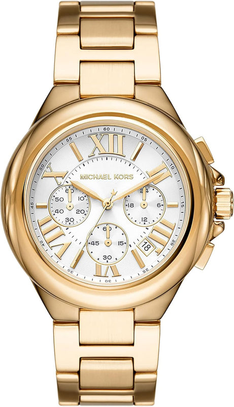 Buy Shop Michael Kors Camille Chronograph White Dial Gold Steel Strap Watch For Women - MK7270 USA Online