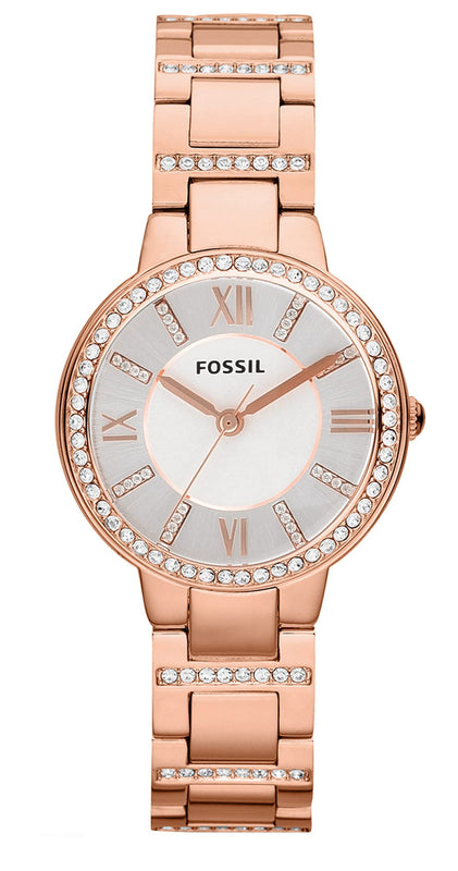 Buy Shop Fossil Virginia White Dial Rose Gold Steel Strap Watch for Women - ES3284 USA Online