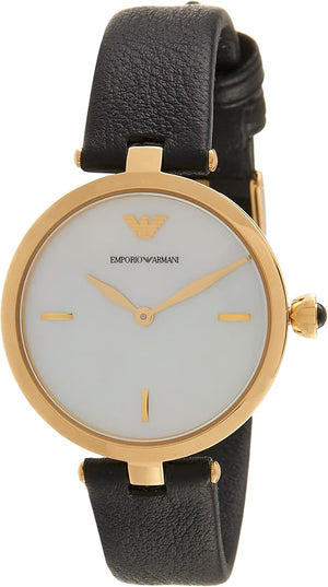 Buy Shop Emporio Armani Arianna Analog Silver Dial Black Leather Strap Watch For Women - AR11200 USA Online