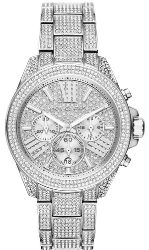 Buy Shop Michael Kors Wren Chronograph Crystals Silver Dial Silver Steel Strap Watch For Women - MK6317 USA Online