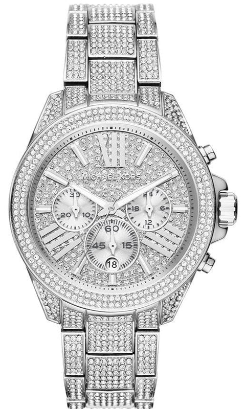 Buy Shop Michael Kors Wren Chronograph Crystals Silver Dial Silver Steel Strap Watch For Women - MK6317 USA Online