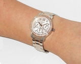Buy Shop Guess Enchanting Diamonds Silver Dial Two Tone Steel Strap Watch for Women - W0305L3 USA Online
