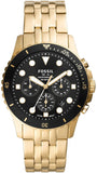 Buy Shop Fossil FB-01 Chronograph Black Dial Gold Steel Strap Watch for Men - FS5836 USA Online