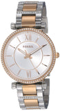 Buy Shop Fossil Carlie Silver Dial Two Tone Steel Strap Watch for Women - ES4342 USA Online