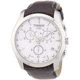 Tissot Couturier Chronograph White Dial Brown Leather Strap Watch For Men - T035.617.16.031.00