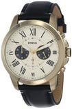 Buy Shop Fossil Grant Chronograph White Dial Black Leather Strap Watch for Men - FS5272 USA Online