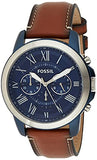 Buy Shop Fossil Grant Chronograph Blue Dial Brown Leather Strap Watch for Men - FS5151 USA Online
