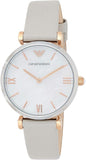 Buy Shop Emporio Armani Gianni T Bar Quartz Mother of Pearl Dial White Leather Strap Watch For Women - AR1965 USA Online