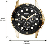 Buy Shop Fossil FB-01 Chronograph Black Dial Gold Steel Strap Watch for Men - FS5836 USA Online
