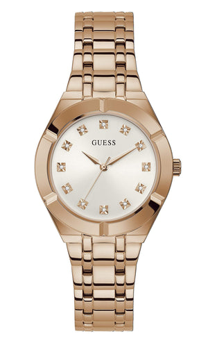 Buy Shop Guess Crystalline Diamonds Silver Dial Rose Gold Steel Strap Watch for Women - GW0114L3 USA Online