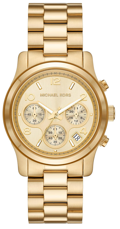 Buy Shop Michael Kors Runway Chronograph Gold Dial Gold Steel Strap Watch For Women - MK7323 USA Online