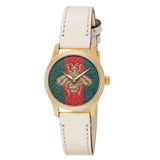 Buy Shop Gucci G Timeless Quartz Red & Green Dial Beige Leather Strap Watch For Women - YA1265009 USA Online