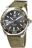 Tag Heuer Aquaracer Black Dial Khakhi Green NATO Strap Watch for Men - WAY101E.FC8222