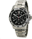Buy Shop Michael Kors Everest Chronograph Black Dial Silver Steel Strap Watch For Women - MK5753 USA Online
