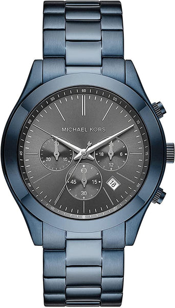 Buy Shop Michael Kors Slim Runway Chronograph Black Dial Blue Steel Strap Watch for Men - MK8918 USA Online
