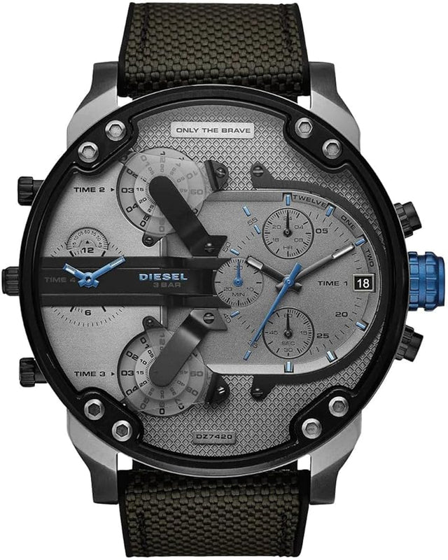 Buy Shop Diesel Mr Daddy 2.0 Chronograph Grey Dial Black Nylon Strap Watch For Men - DZ7420 USA Online