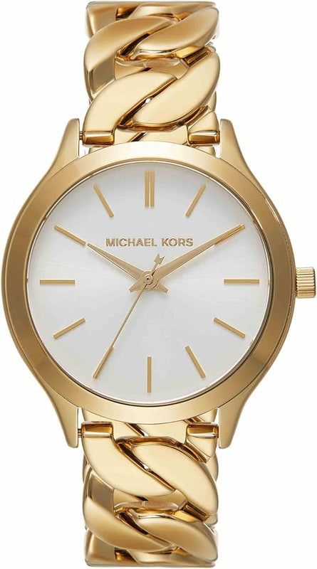 Buy Shop Michael Kors Runway Three-Hand White Dial Gold Steel Strap Watch for Women - MK7472 USA Online