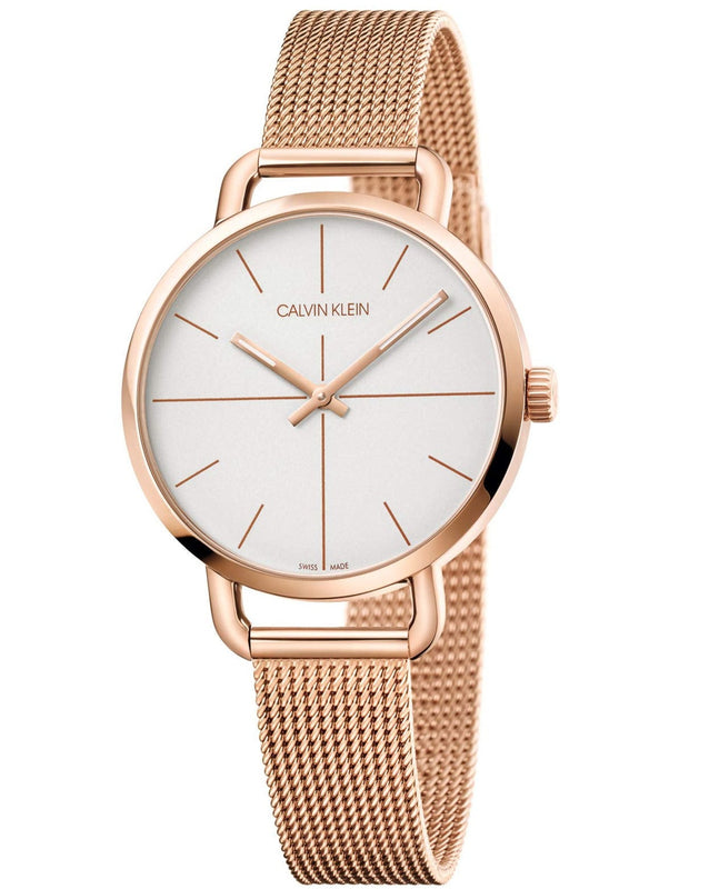 Buy Shop Calvin Klein Even White Dial Rose Gold Mesh Bracelet Watch for Women - K7B23626 USA Online