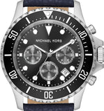 Buy Shop Michael Kors Everest Chronograph Black Dial Blue Leather Strap Watch For Men - MK9091 USA Online