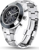 Swarovski Octea Lux Sport Chronograph Black Dial Silver Steel Strap Watch for Women - 5610520