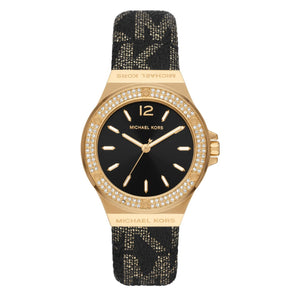 Buy Shop Michael Kors Lennox Three Hand Black Dial Black Leather Strap Watch For Women - MK7307 USA Online