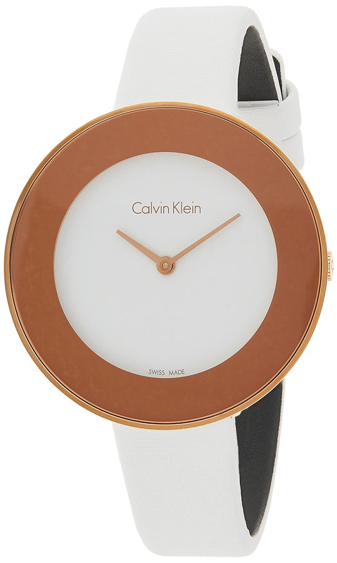 Buy Shop Calvin Klein Chic White Dial White Leather Strap Watch for Women - K7N236K2 USA Online