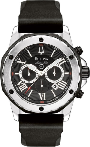 Buy Shop Bulova Marine Star Chronograph Black Dial Black Rubber Strap Watch for Men - 98B127 USA Online
