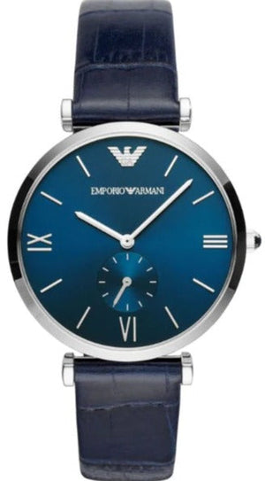 Buy Shop Emporio Armani Gianni T Bar Quartz Blue Dial Blue Leather Strap Watch For Men - AR11300 USA Online
