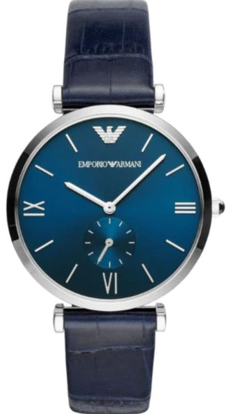 Buy Shop Emporio Armani Gianni T Bar Quartz Blue Dial Blue Leather Strap Watch For Men - AR11300 USA Online