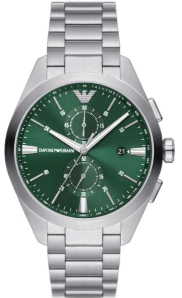 Buy Shop Emporio Armani Chronograph Green Dial Silver Steel Strap Watch For Men - AR11480 USA Online