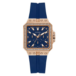 Buy Shop Guess Libra Crystals Blue Dial Blue Silicone Strap Watch For Women - GW0618L2 USA Online