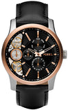 Fossil Twist Multi-Function Chronograph Black Dial Black Leather Strap Watch for Men - ME1099