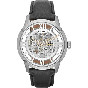Buy Shop Fossil Townsman Automatic Skeleton Silver Dial Black Leather Strap Watch for Men - ME3041 USA Online