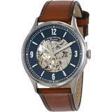 Buy Shop Fossil Forrester Luggage Automatic Skeleton Blue Dial Brown Leather Strap Watch for Men - ME3179 USA Online