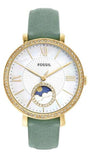 Buy Shop Fossil Jacqueline Analog Moonphase Mother of Pearl White Dial Green Leather Strap Watch for Women - ES5168 USA Online