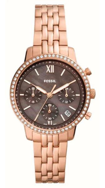 Buy Shop Fossil Neutra Chronograph Mother of Pearl Brown Dial Rose Gold Steel Strap Watch for Women - ES5218 USA Online