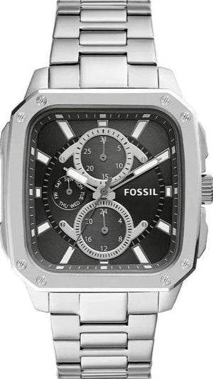 Buy Shop Fossil Inscription Multifunction Black Dial Silver Steel Strap Watch for Men - BQ2655 USA Online