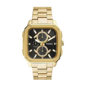 Buy Shop Fossil Inscription Multifunction Black Dial Gold Steel Strap Watch for Men - BQ2656 USA Online