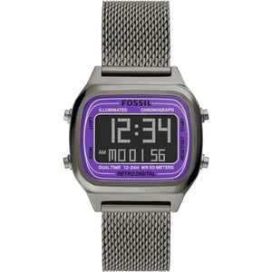 Buy Shop Fossil Retro Digital Purple Dial Grey Mesh Strap Watch for Men - FS5888 USA Online