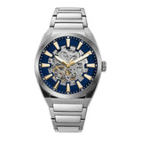 Buy Shop Fossil Everett Automatic Skeleton Blue Dial Silver Steel Strap Watch for Men - ME3220 USA Online