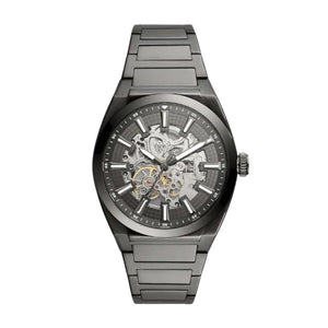 Buy Shop Fossil Everett Automatic Skeleton Grey Dial Grey Steel Strap Watch for Men - ME3206 USA Online